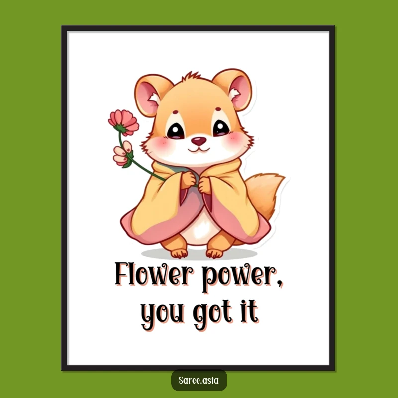 Free Printable Wall Art: Funny Animal Offering Flower Art for a Cheerful Space