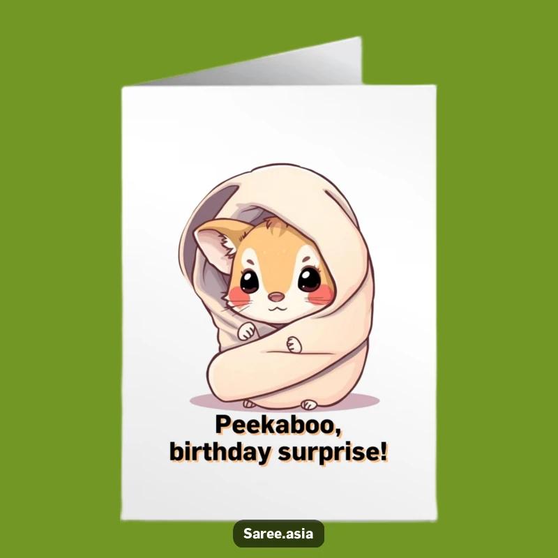 Free Printable Birthday Card: Curious Animal Behind Fabric, Funny Downloadable Gift for Laughs