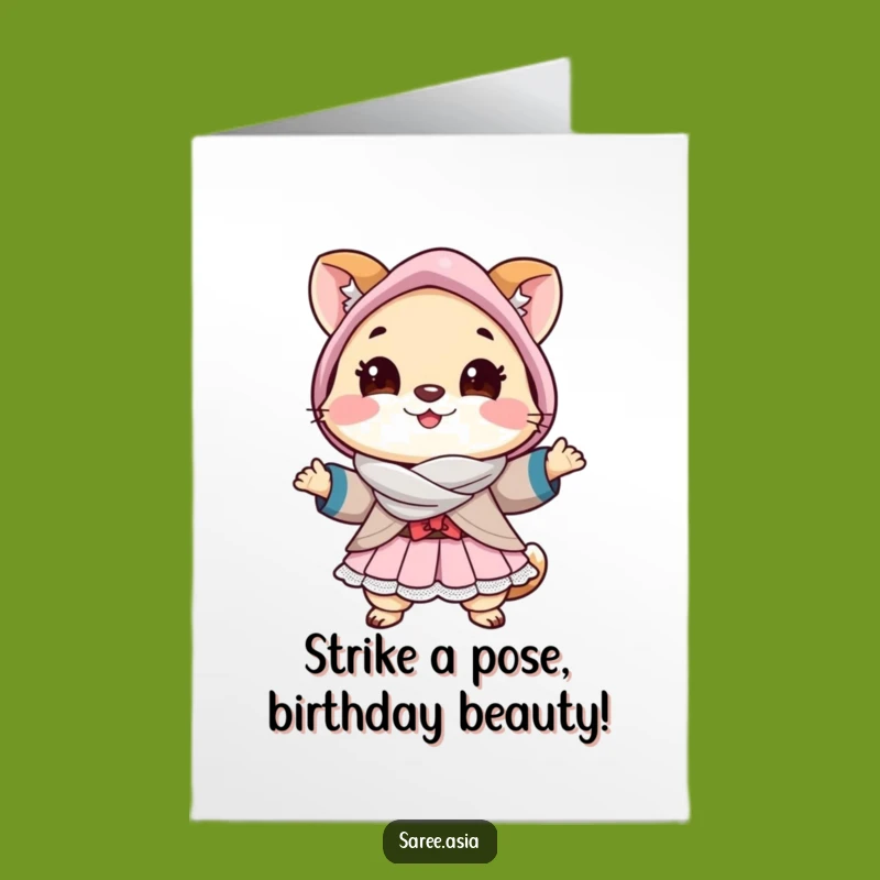 Free Printable Birthday Card: Funny Animal Posing in Style for a Chic Celebration