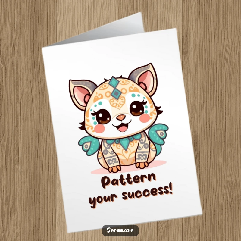 Funny Free Printable Congratulations Card: Small animal adorned with patterns beaming with pride, celebrating a wonderful accomplishment.