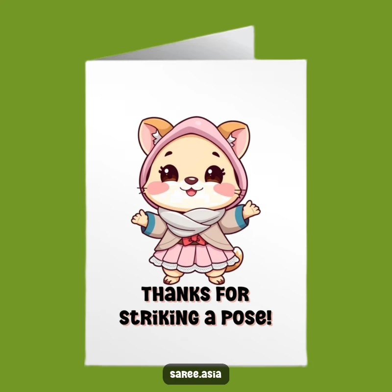 Free Printable Thank You Card: Funny Animal Models Gratitude in a Stylish Pose